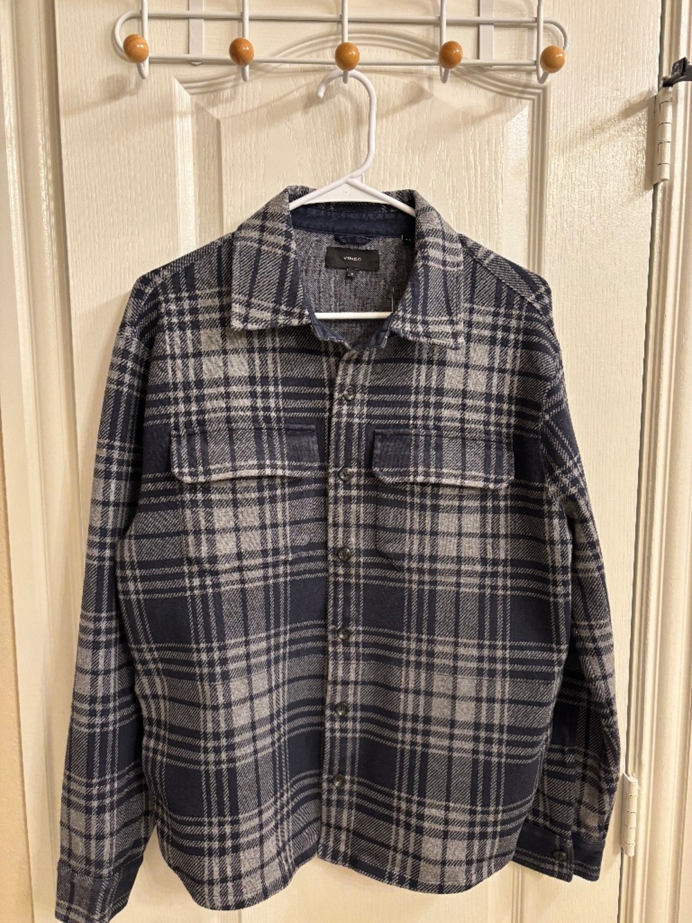 Mens Vince Windowpane Shirt Jacket Size Medium